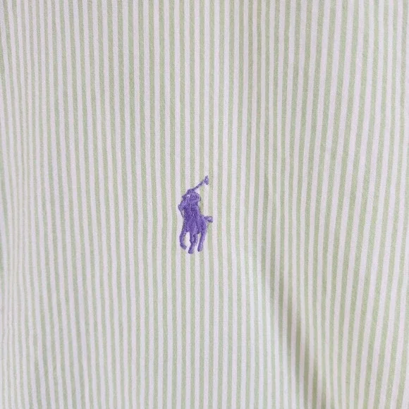 Ralph Lauren Button‎ Down Shirt - Men's Size XL - Green and White - Long Sleeve - Picture 5 of 9